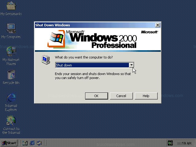Ventana de Apagado (Shut Down) de Windows 2000 Professional Ventana de Apagado (Shut Down) de Windows 2000 Professional