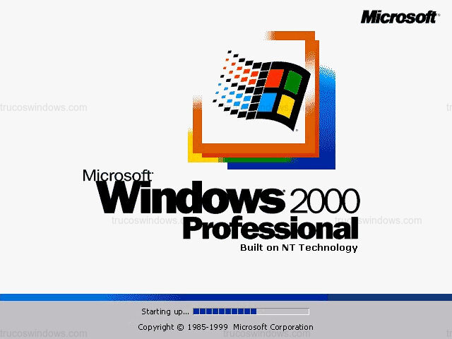 Pantalla de Arranque de Windows 2000 Professional Pantalla de Arranque de Windows 2000 Professional