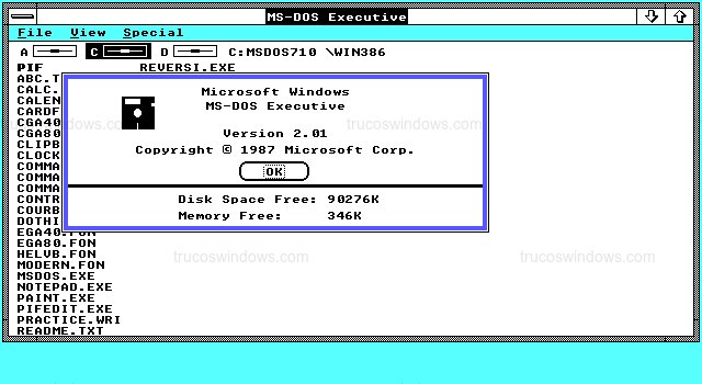 Ventana Información del Sistema de Windows 2.01