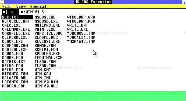 MS-DOS Executive: Gestor de Archivos Principal de Windows 1.0