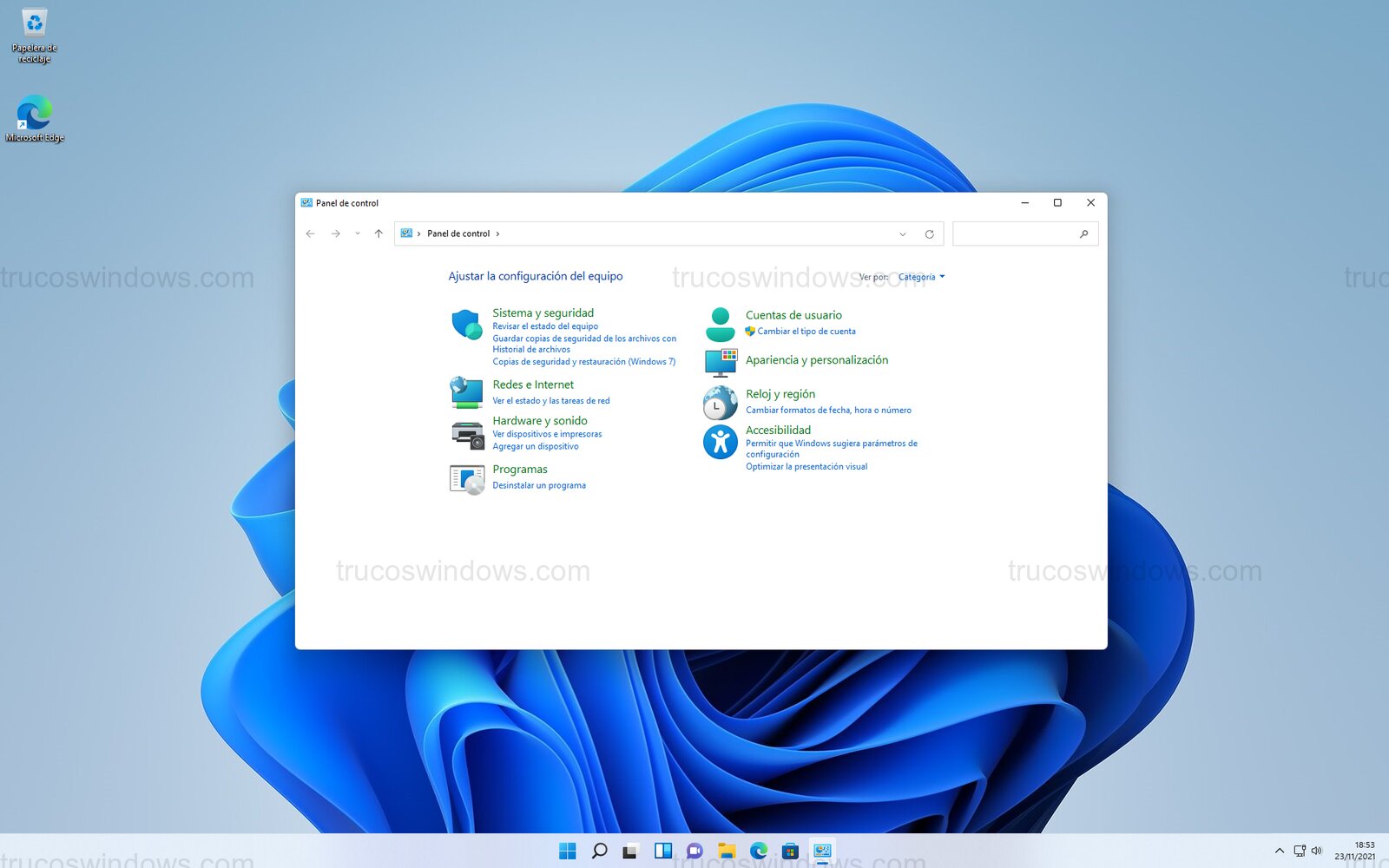 Panel de Control Clásico en la Interfaz de Windows 11