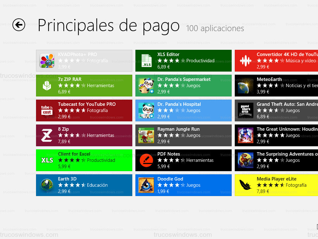 Aplicación Windows Store de Windows 8