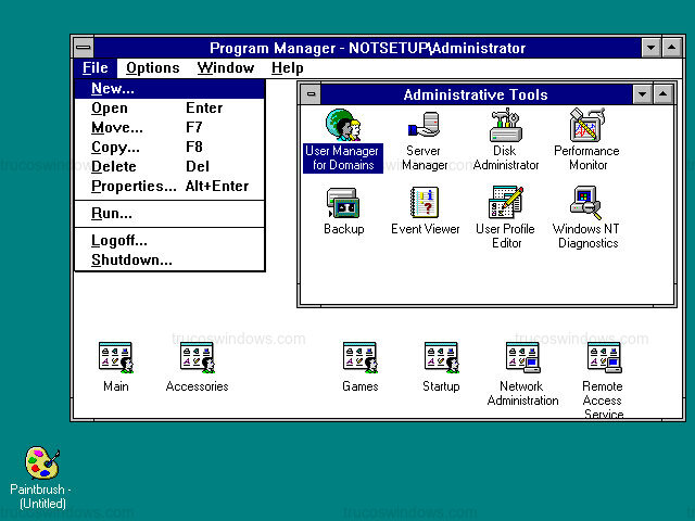 Grupo Administrative Tools de Windows NT 3.51