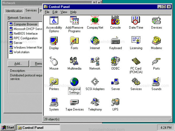 Panel de Control de Windows NT 4.0