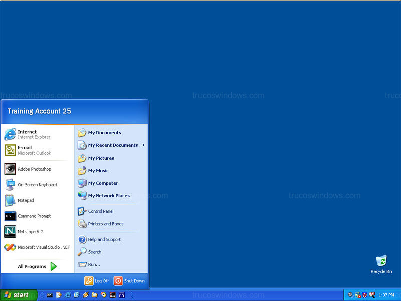 Menú de Inicio de Windows XP (Estilo Luna)