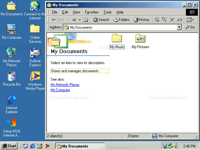Explorador de Archivos (Mis Documentos) de Windows ME Explorador de Archivos (Mis Documentos) de Windows ME