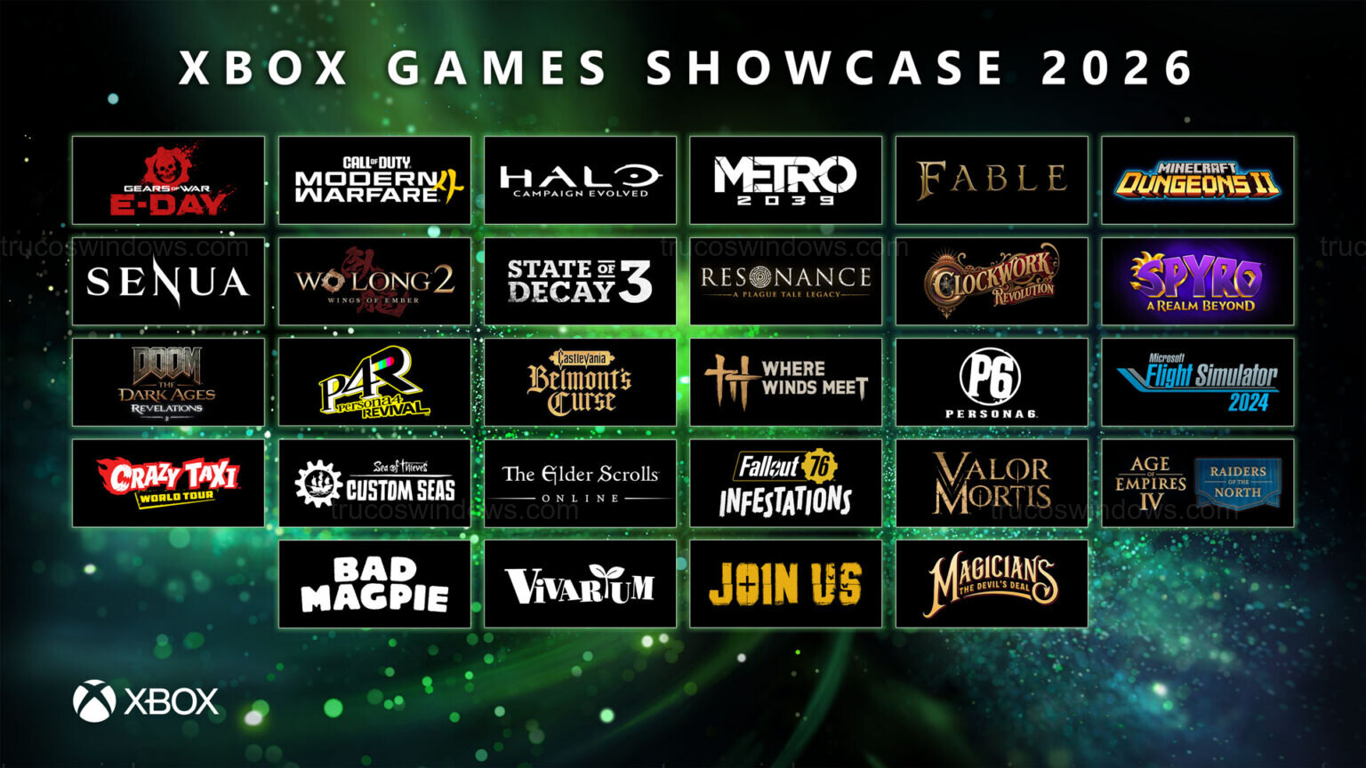 Mosaico de juegos Xbox Showcase 2026