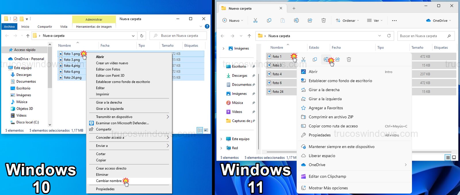Menú Cambiar Nombre