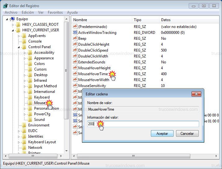 Editar valor MouseHoverTime