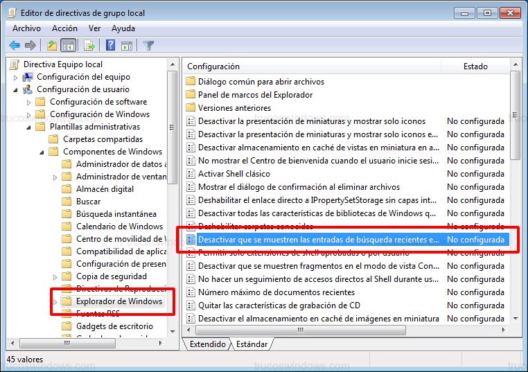 Directiva Historial Búsqueda