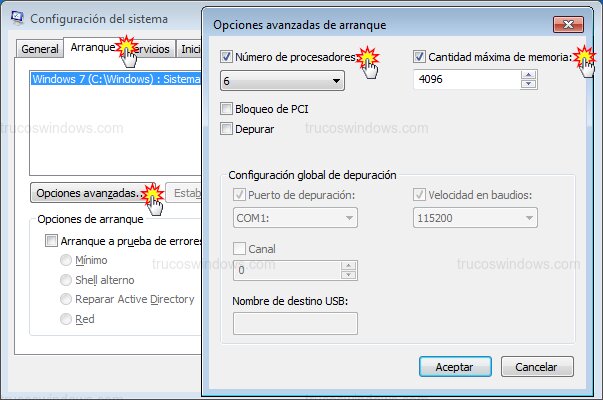 Opciones avanzadas arranque