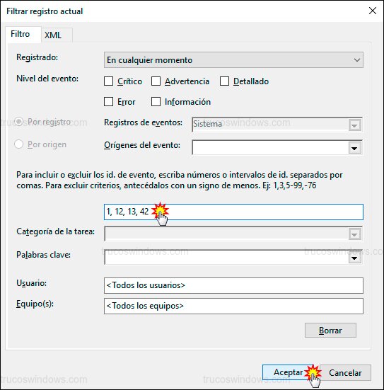 Introducir IDs de evento