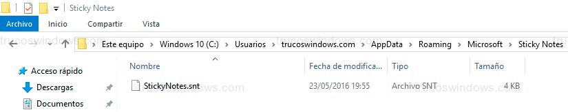 Ruta archivos Sticky Notes Ruta archivos Sticky Notes
