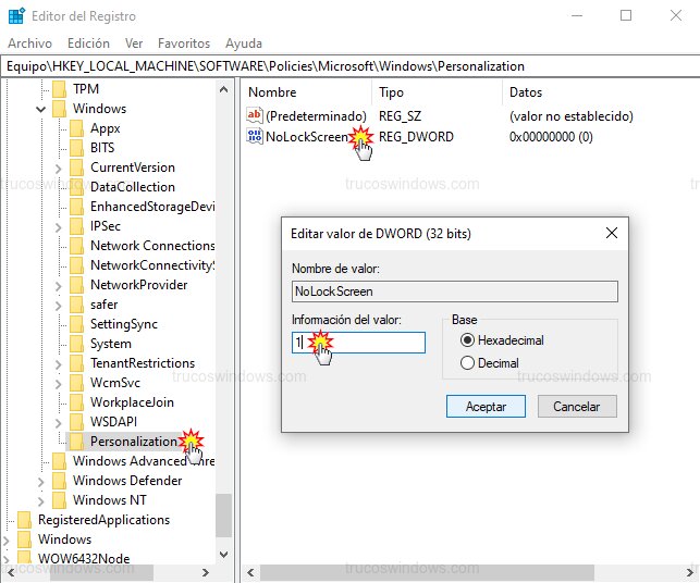 Habilitar omisión bloqueo (regedit) Habilitar omisión bloqueo (regedit)
