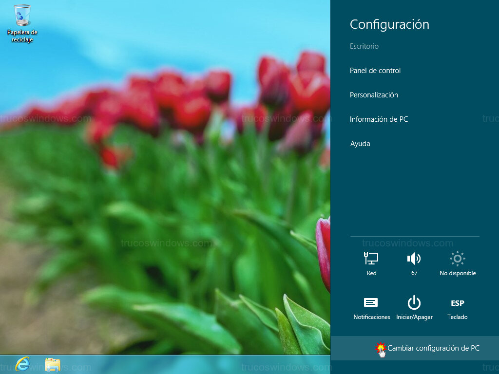Cambiar ajustes PC Cambiar ajustes PC