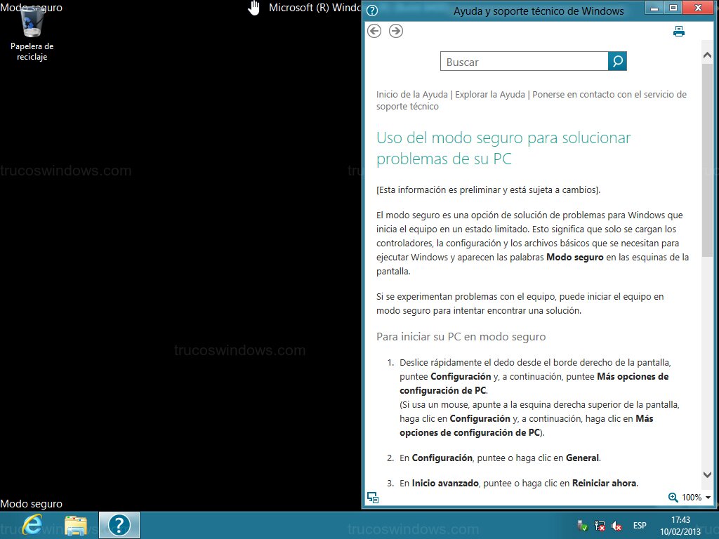 Escritorio modo seguro Escritorio modo seguro