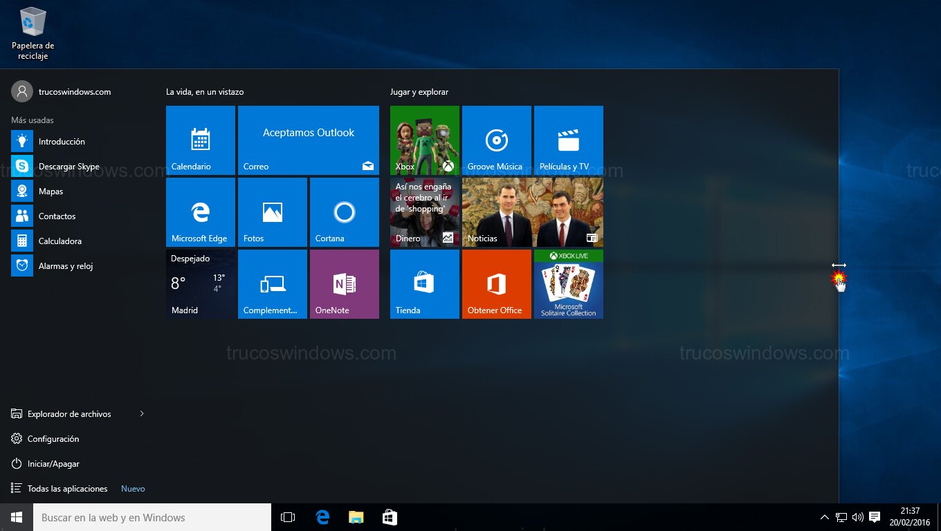 Ajuste horizontal máximo