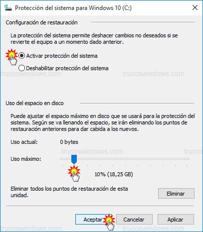 Habilitar protección disco