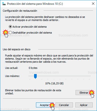 Borrar puntos restauración