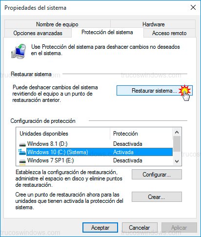 Iniciar restauración sistema