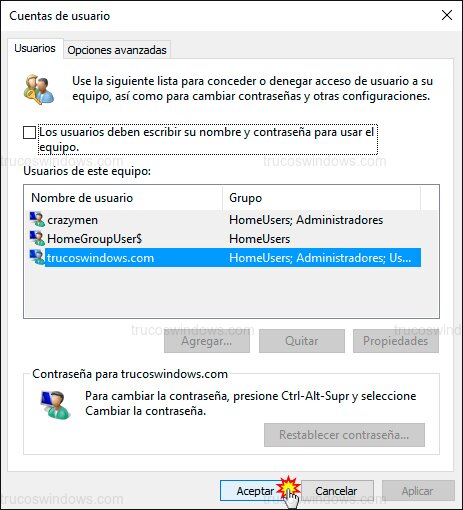 Aceptar cambios de cuenta Aceptar cambios de cuenta