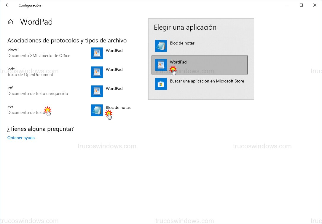 Asociación de extensión txt