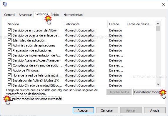 Deshabilitar servicios de terceros Deshabilitar servicios de terceros