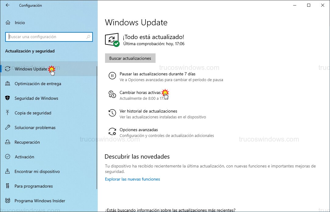 Cambiar horas activas