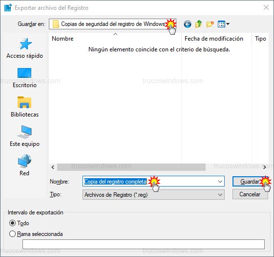 Guardar copia registro