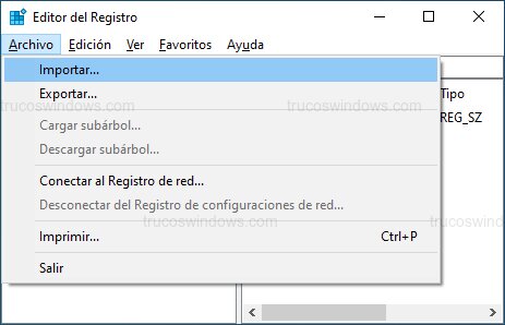Importar registro backup