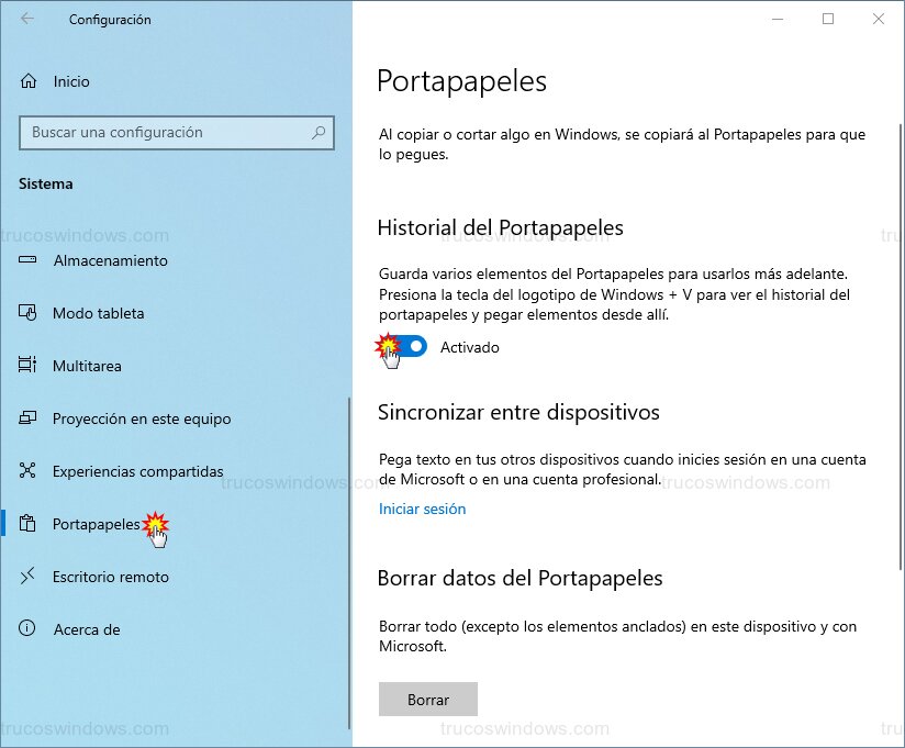 Historial de portapapeles