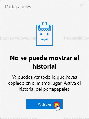 Activar portapapeles Windows 10