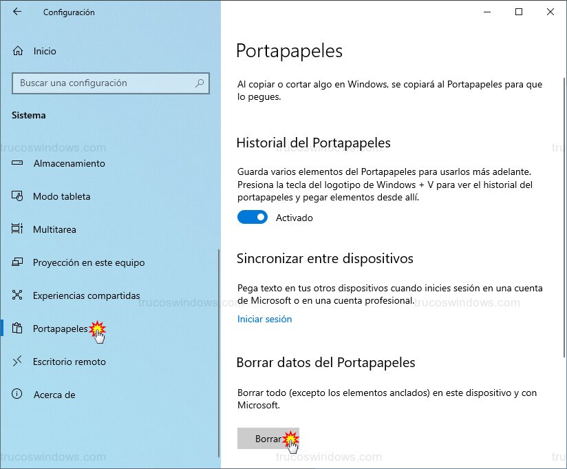Borrar datos de caché