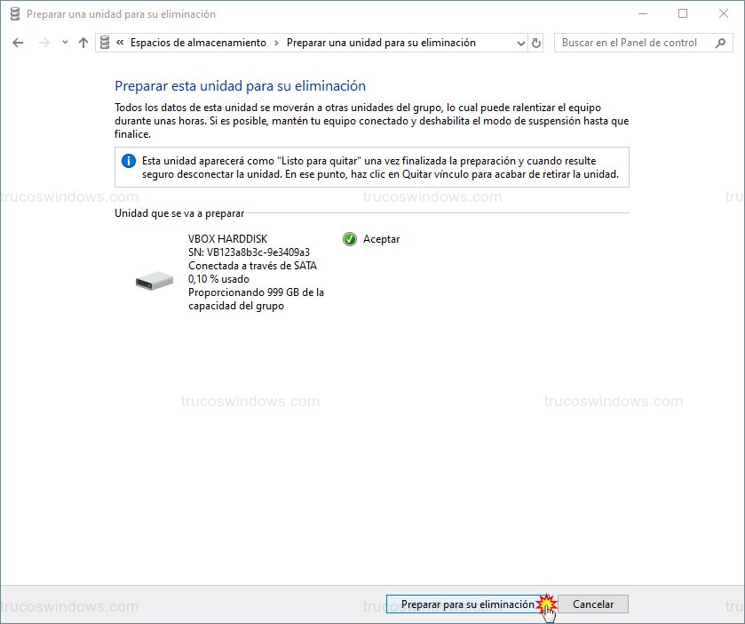 Preparar eliminación de disco Preparar eliminación de disco