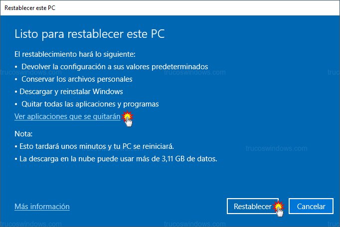 Confirmar restablecimiento final Confirmar restablecimiento final
