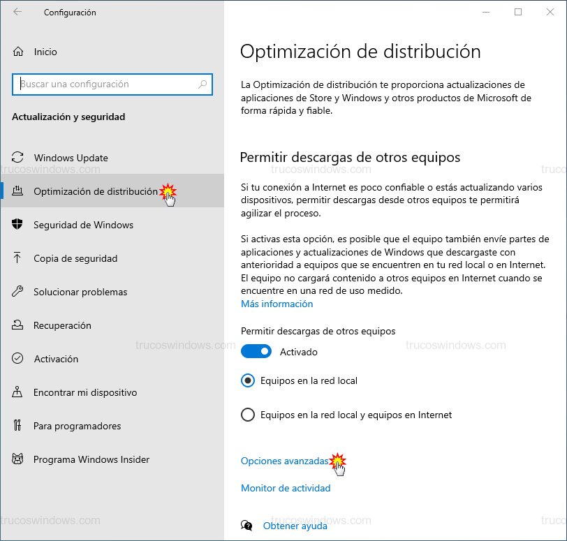 Opciones avanzadas de distribución