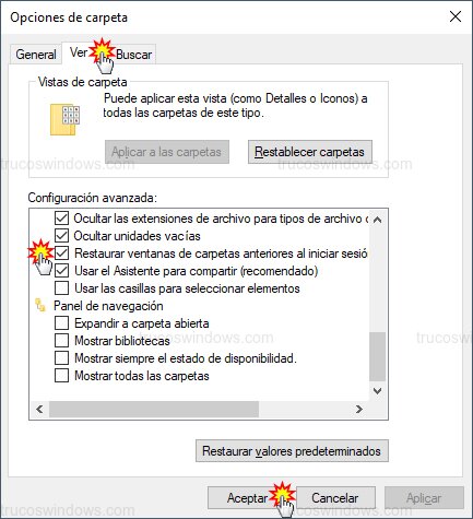 Activar restauración de carpetas