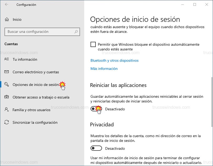 Activar aplicaciones reiniciables