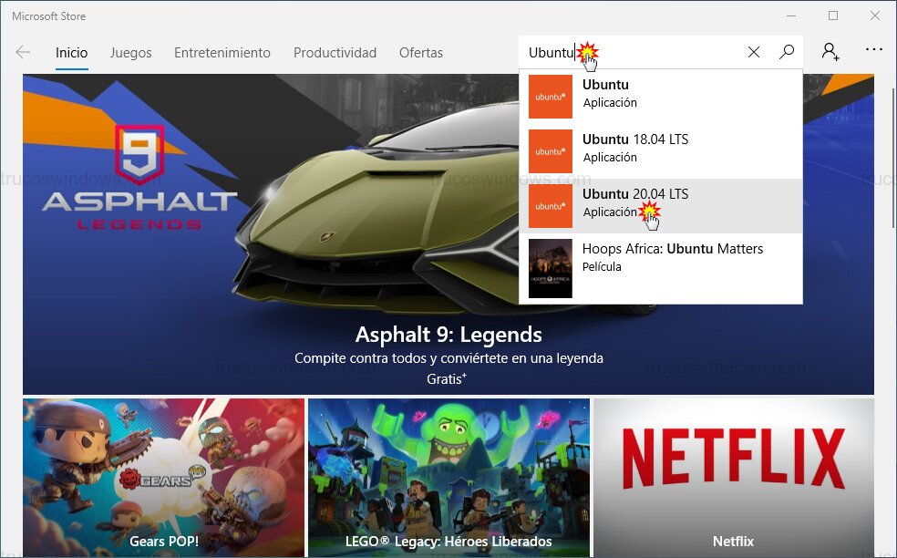Buscar Ubuntu en Store