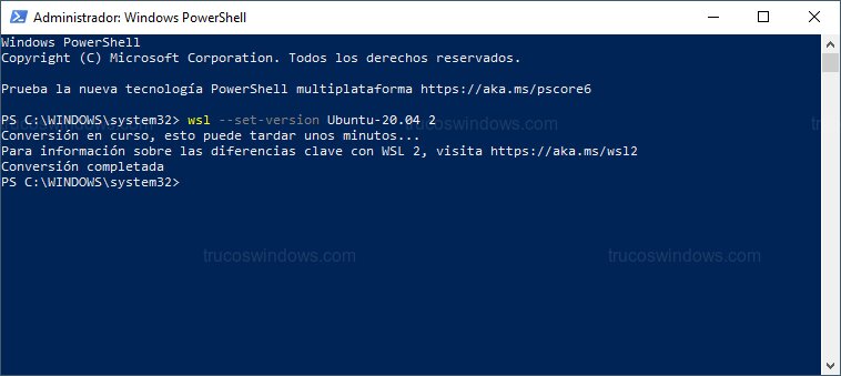 Comando conversión completada