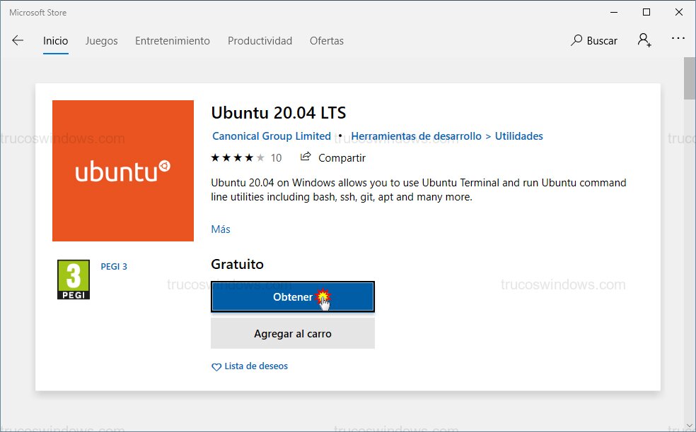 Botón obtener Ubuntu