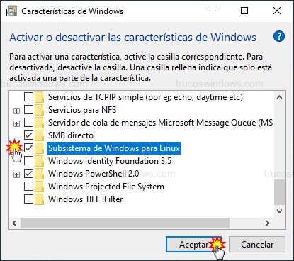 Activar Subsistema Windows para Linux