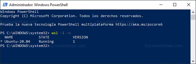 Verificar versión de WSL