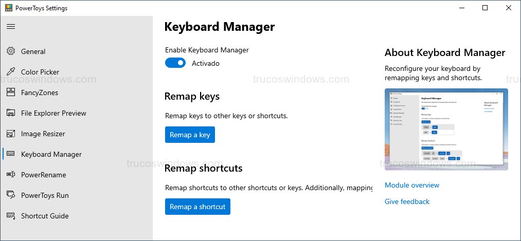 Administrador de teclado PowerToys
