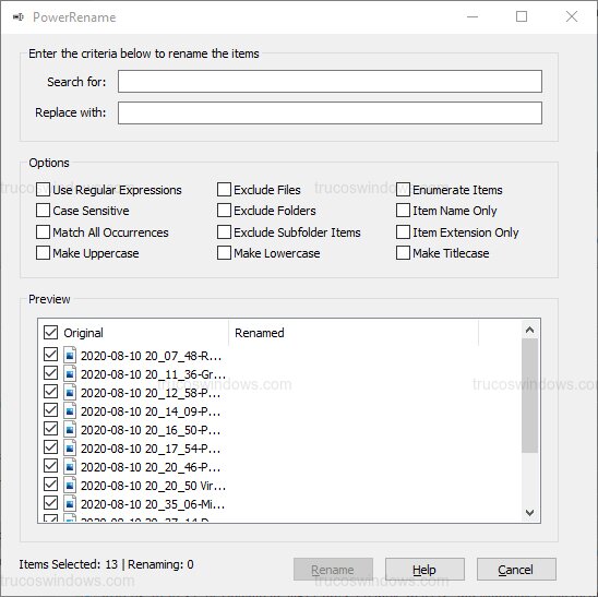 Renombrado masivo con PowerRename