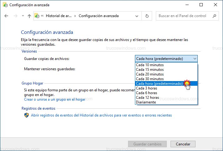 Ajustar frecuencia de copias