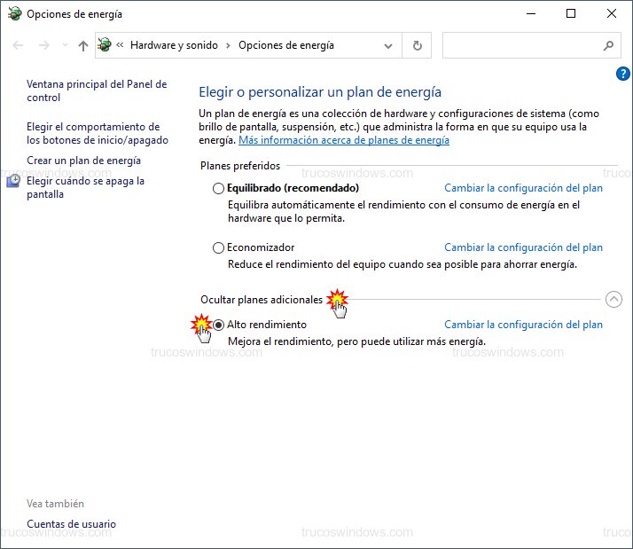 Seleccionar Alto rendimiento Seleccionar Alto rendimiento