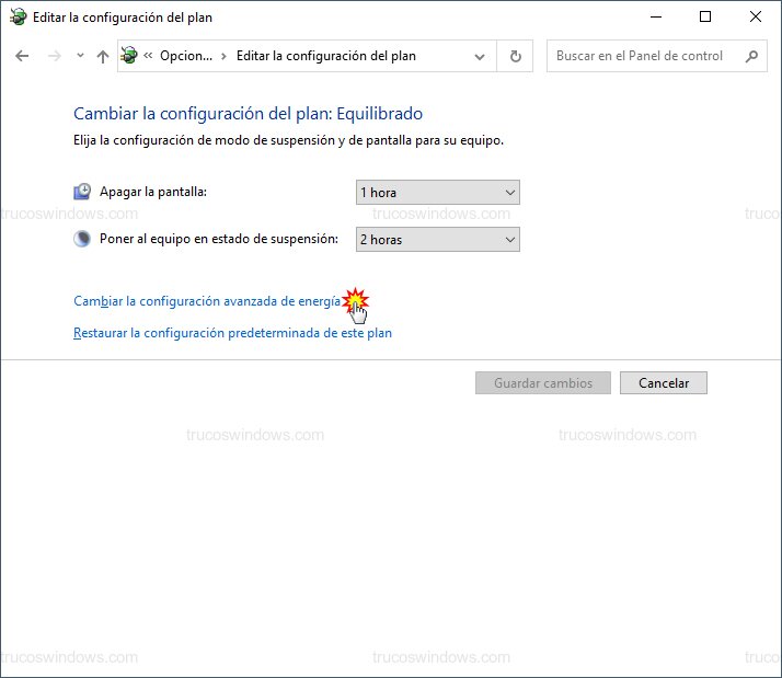 Configuración avanzada de energía Configuración avanzada de energía