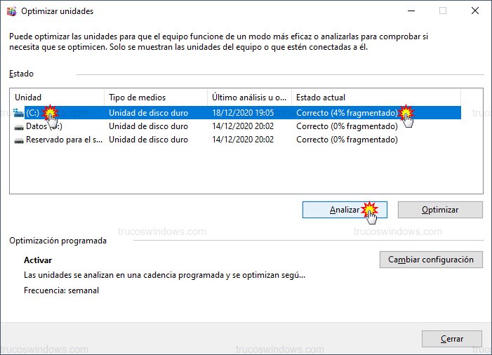 Analizar fragmentación de disco