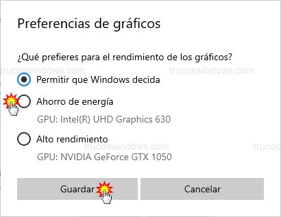 Elegir tarjeta gráfica dedicada
